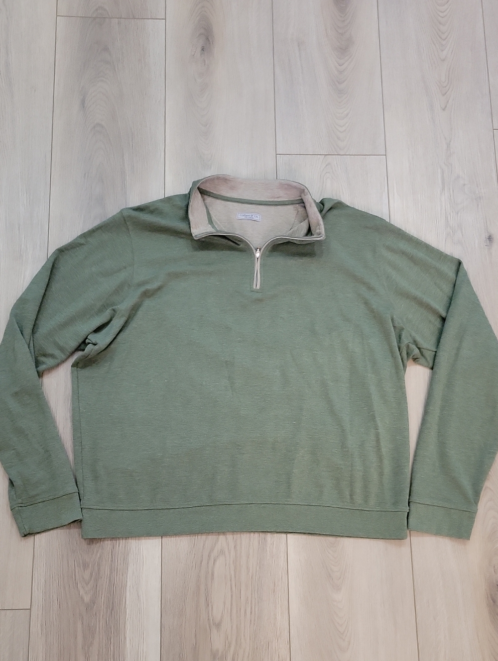 Men's Olive Green Half-Zip Pullover Sweater
